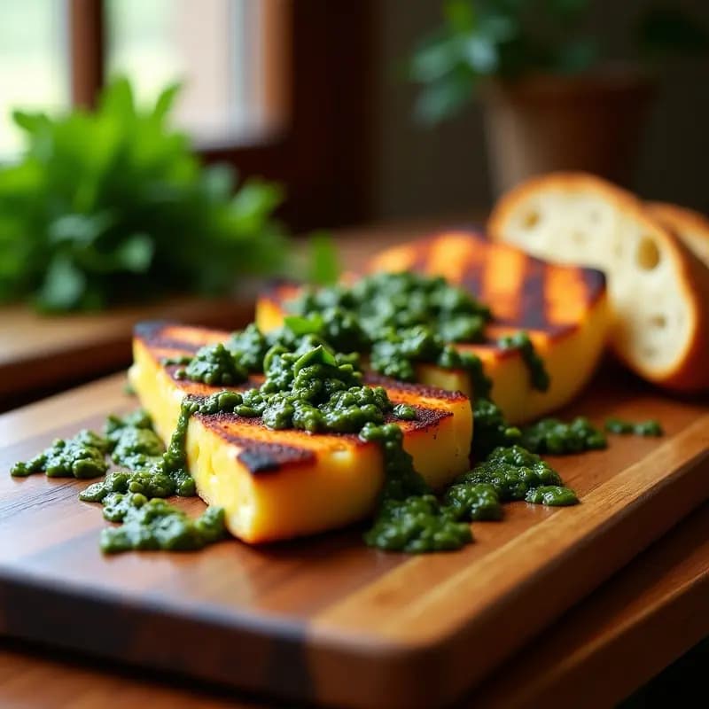 Aperitivo Italo-Argentino de Provoleta a la Parrilla con Salsa Chimichurri: Receta Rápida y Sabrosa