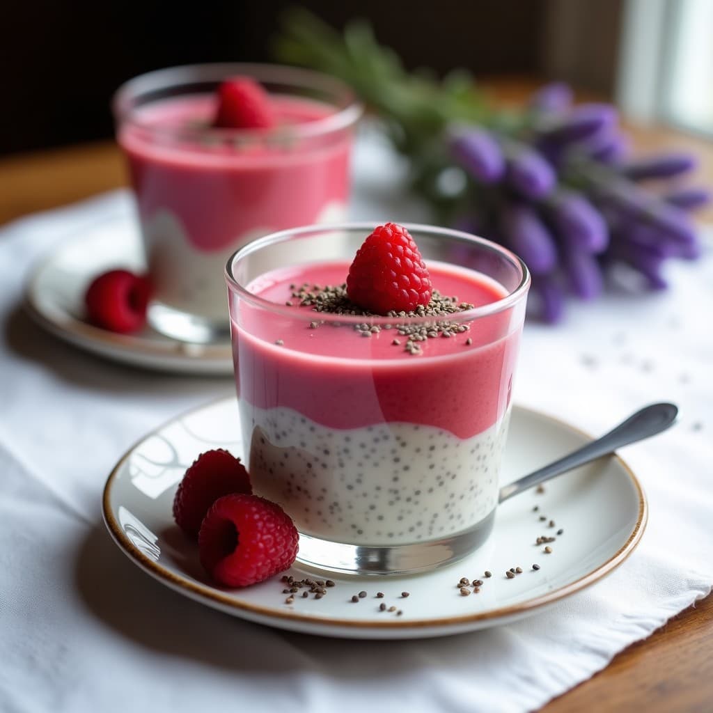 Pudín de Semillas de Chía y Frambuesa: Postre Francés Keto Sin Cocción