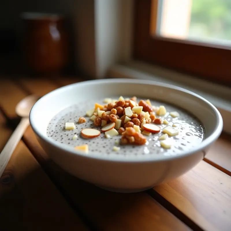 Pudín de Chía con Leche de Abundancia y Frutos Secos: Desayuno Energético en 5 Minutos