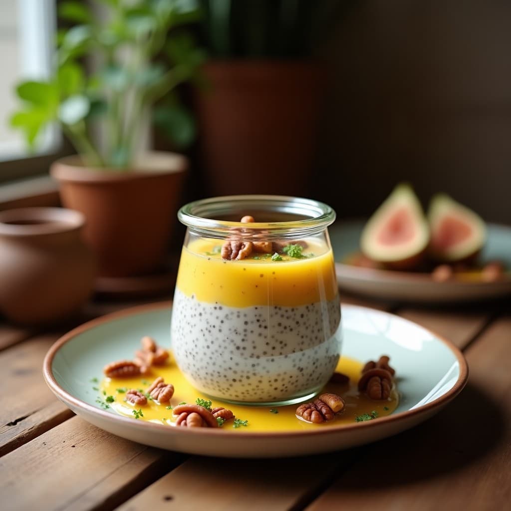 Pudín de Chía con Leche de Avellanas y Compota de Higo Chihuahua: Desayuno Mexicano Keto