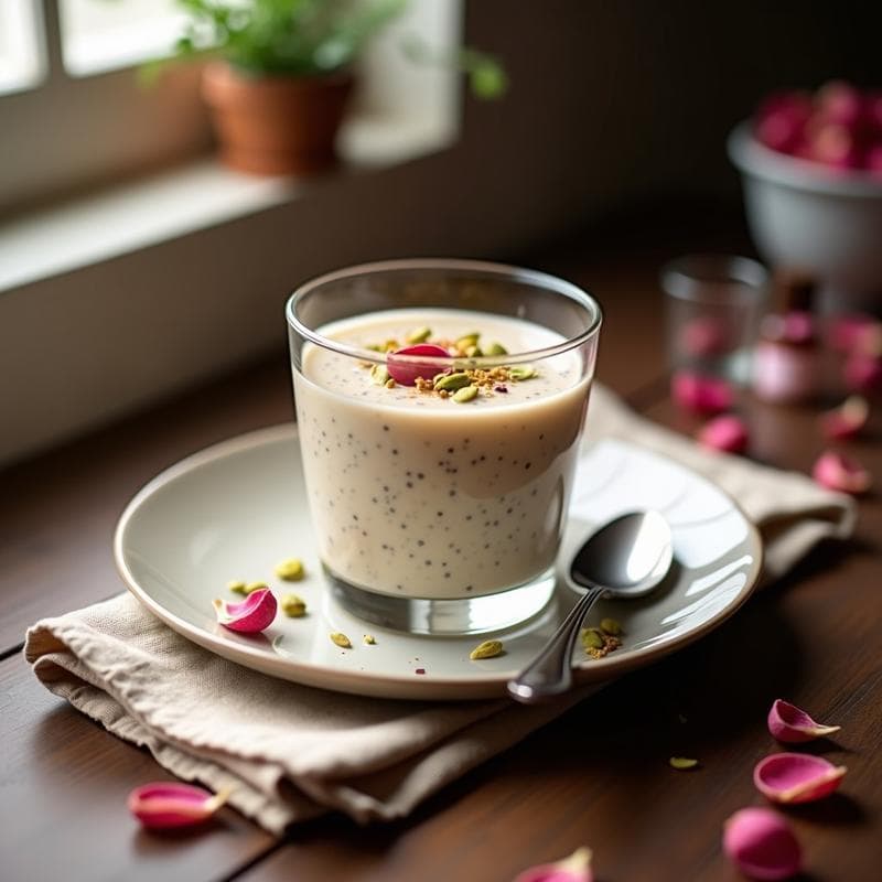 Pudín de Chía con Leche de Avena y Esencia de Rosa: Receta Persa Sin Azúcar