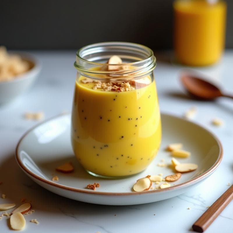 Pudín de Chía con Leche de Cúrcuma y Nuez Moscada: Desayuno Sin Azúcar