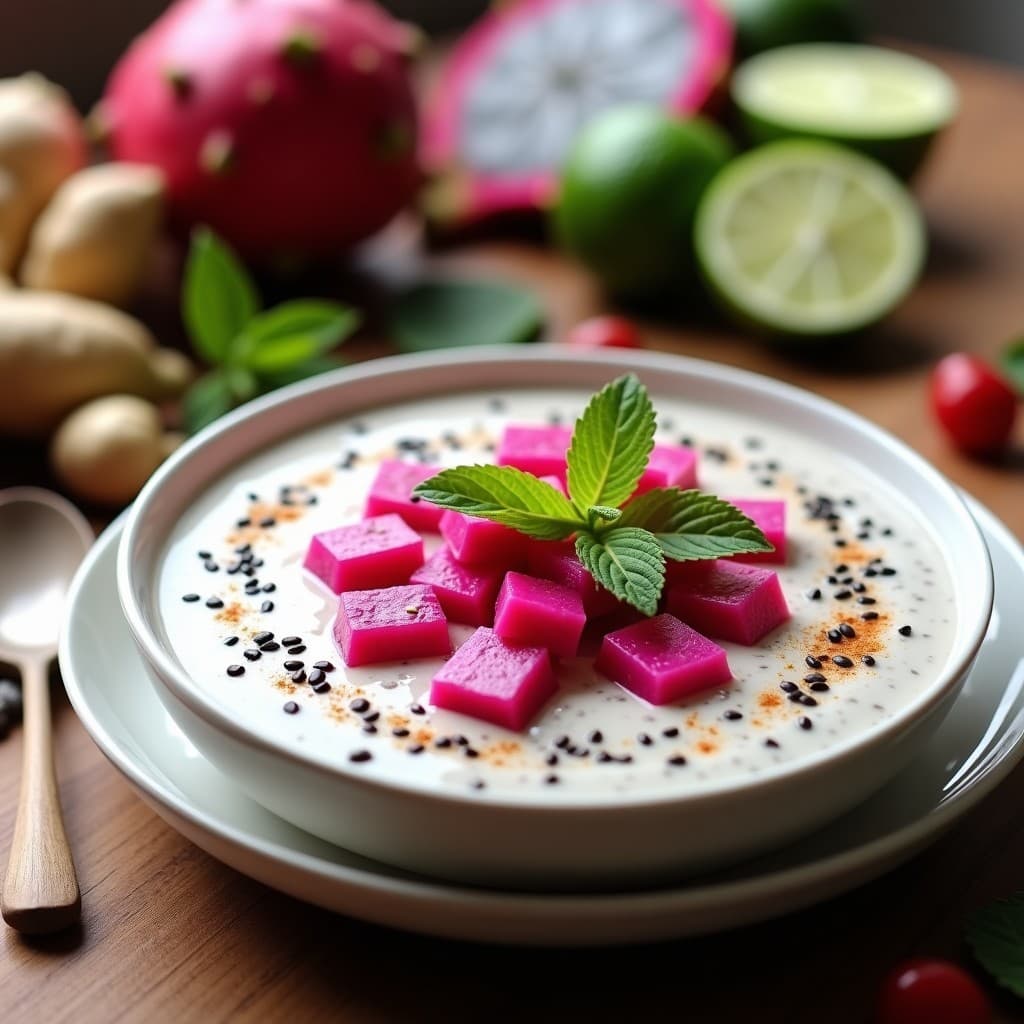 Pudín de Chía y Leche de Tigre con Trozos de Fruta Dragón: Desayuno Peruano-Japonés Alto en Omega-3