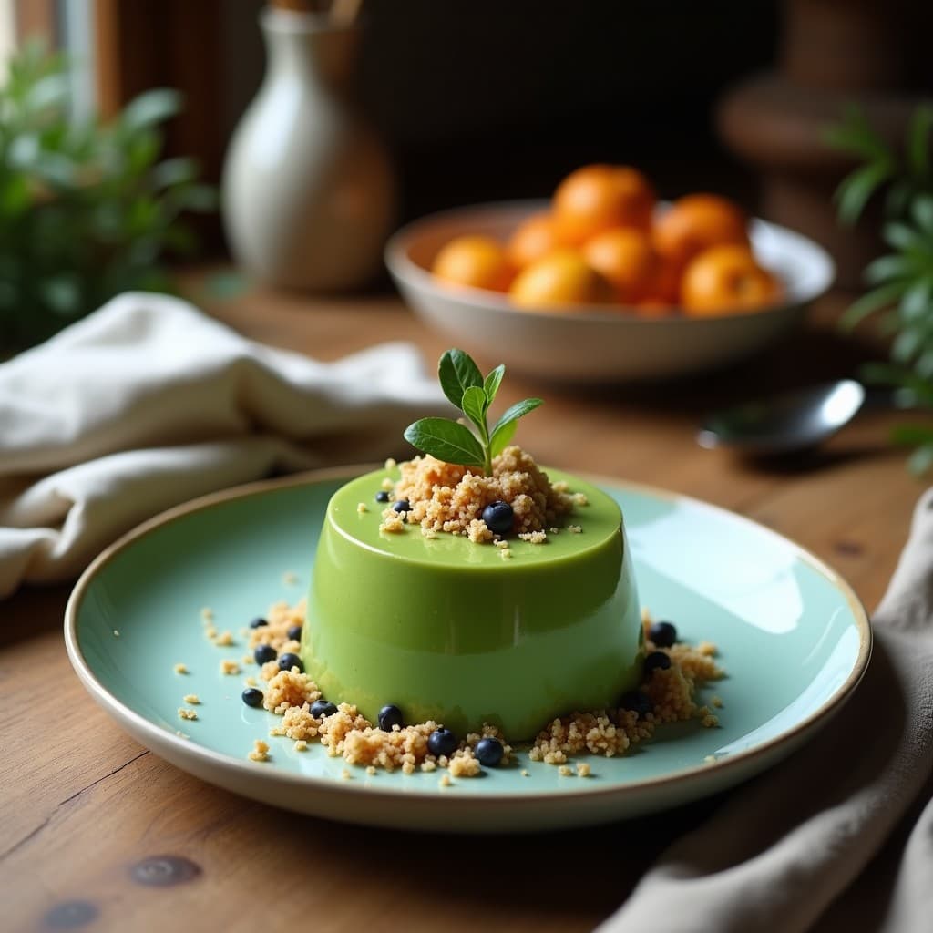 Pudín de Chía y Algae Spirulina con Topping de Coco: Postre Vegano y Detox