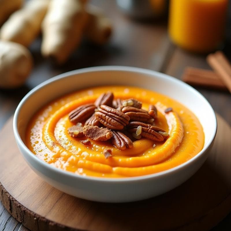 Puré de Boniato Naranja y Jengibre con Topping de Pacanas: Receta Vegana en Olla Lenta