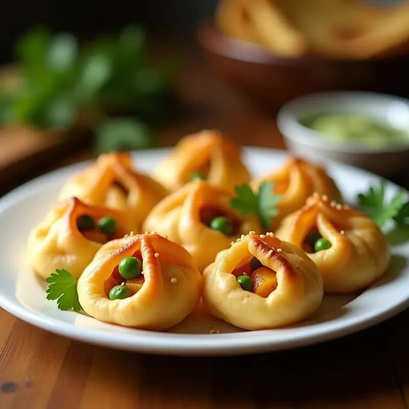 Puri Indio con Patata y Guisantes: Pan Plano Frito y Crujiente en 20 Minutos
