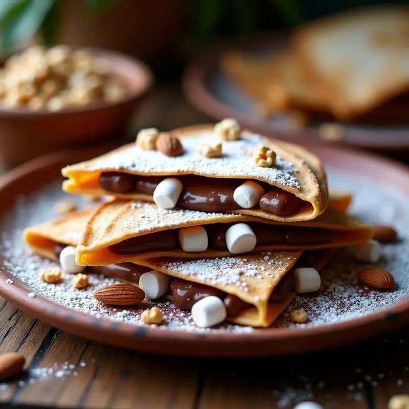 Quesadillas de Chocolate con Marshmallows y Frutos Secos: Postre Mexicano Innovador