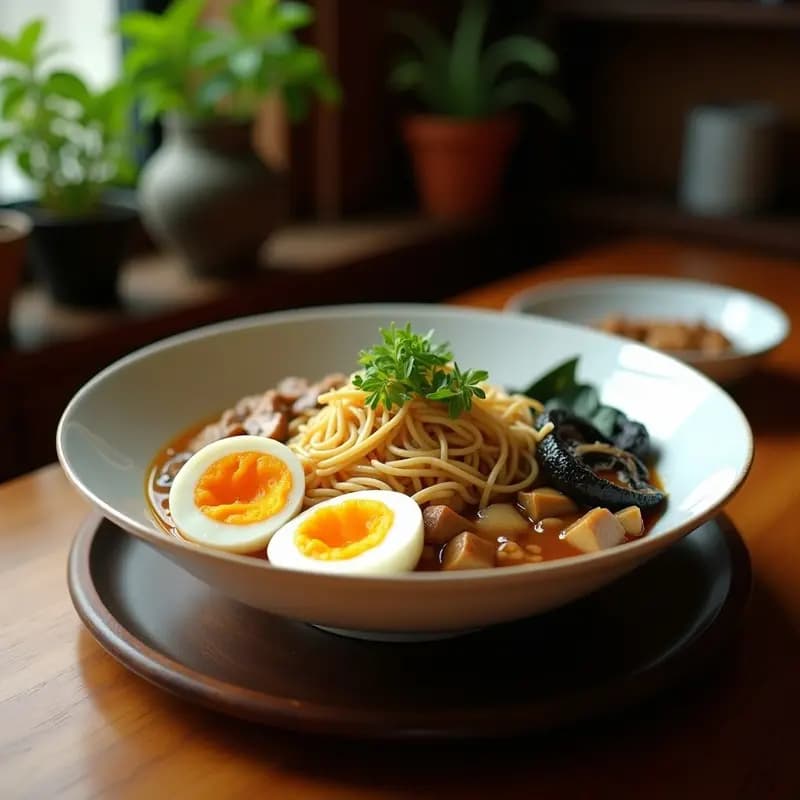 Ramen de Champiñones Shitake y Huevos Marinado: Sopa Japonesa Reconfortante
