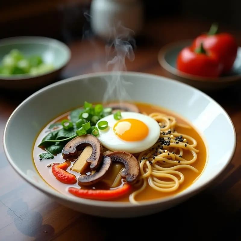 Ramen de Miscotinto y Huevo Poché: Versión Peruana-Japonesa con Caldo de Aji Amarillo
