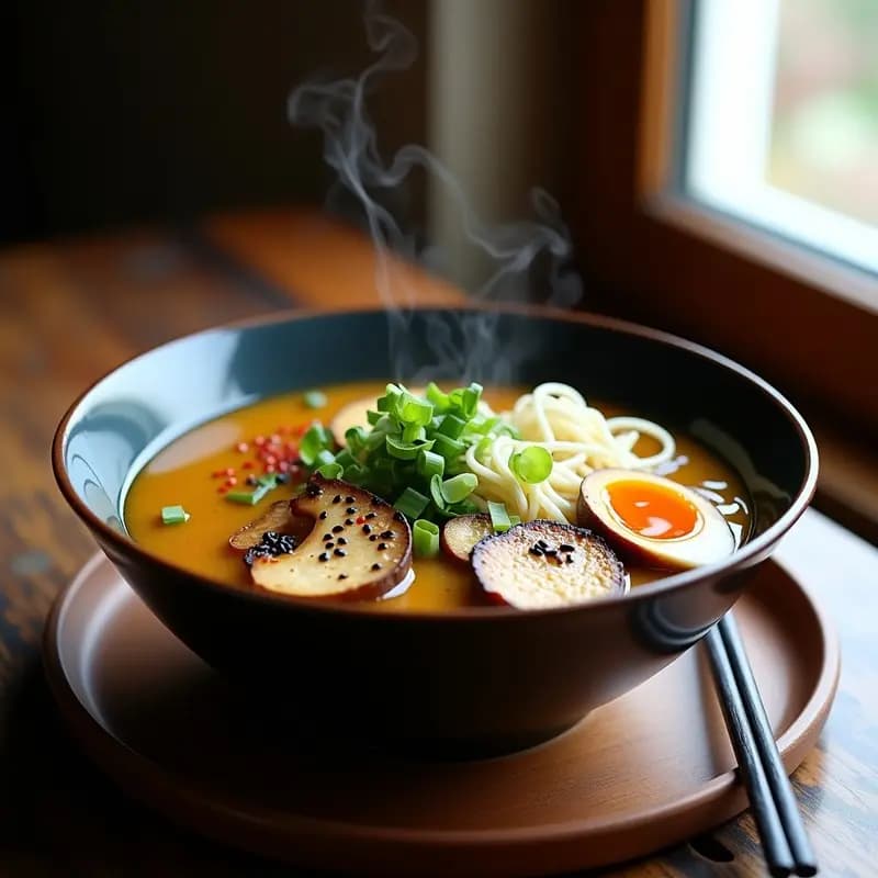 Ramen de Miso con Hongos Shiitake y Tofu Ahumado: Receta Japonesa Vegana en Olla Lenta