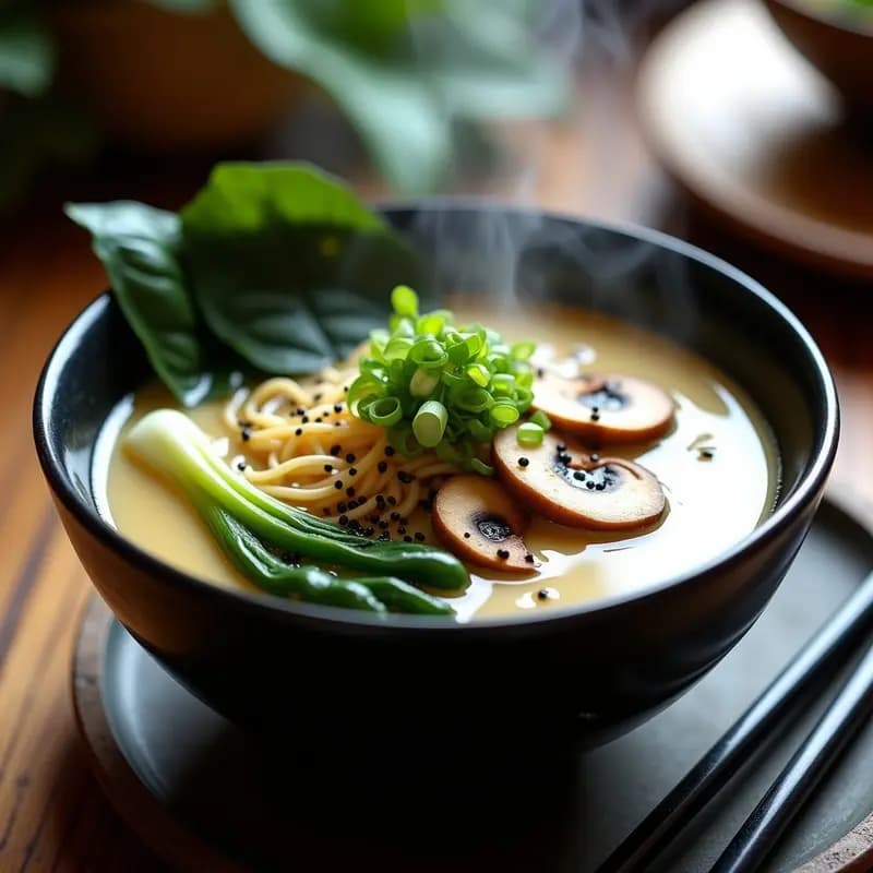 Ramen Vegano de Hongos Ostra y Bok Choy: Receta Japonesa con Caldo de Miso Blanco