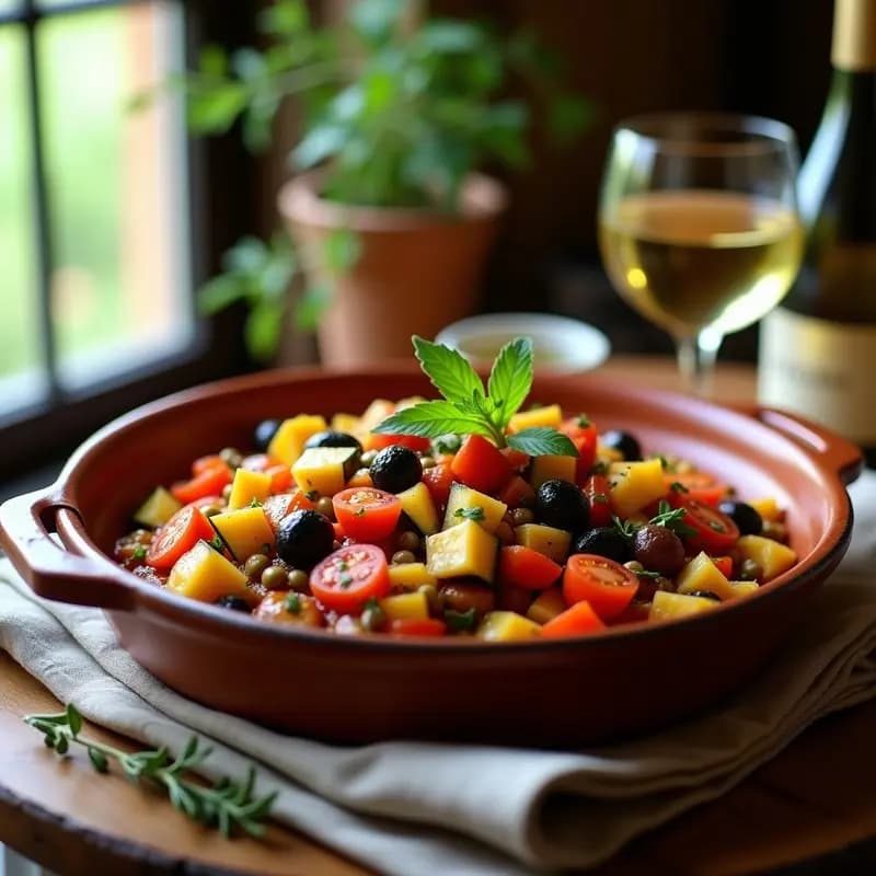 Ratatoille Provenzal con Hinojo y Aceitunas Kalamata: Receta Francesa Vegana y Sin Gluten
