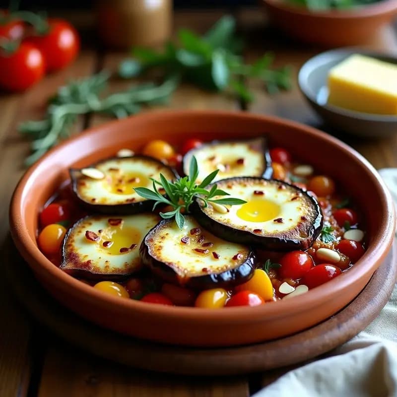 Ratatouille con Berenjena Ahumada y Queso de Cabra Vegano: Receta Francesa Reconfortante