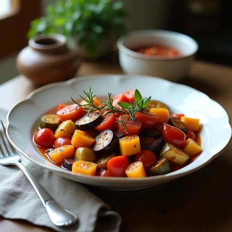 Ratatouille Provenzal con Berenjena Ahumada: Receta Francesa Vegana y Sin Aceite