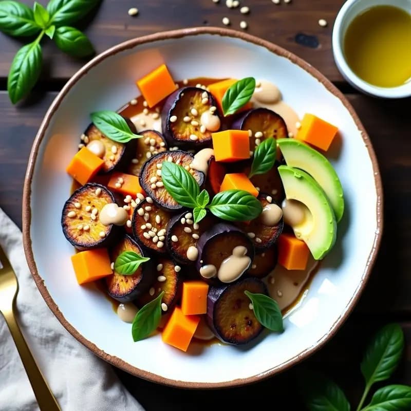 Ratatoille de Berenjena y Calabaza con Salsa de Tahini: Receta Francesa Vegana y Keto