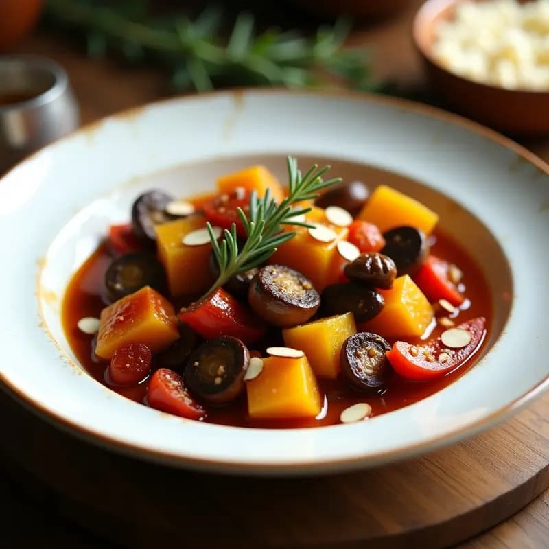Ratatouille de Calabaza y Champiñones Portobello: Receta Francesa Vegana y de Temporada