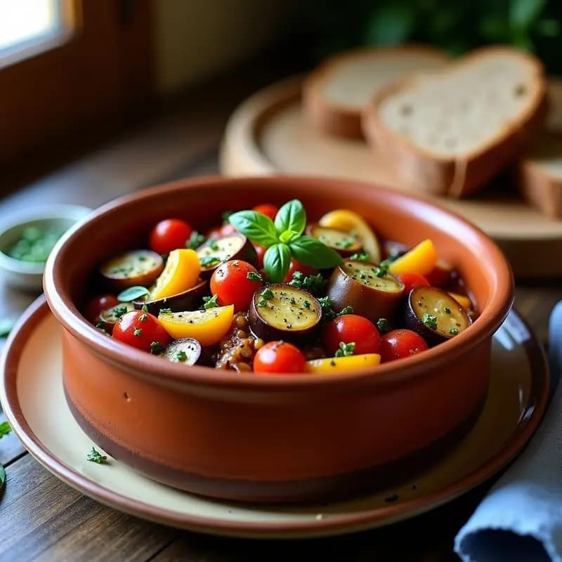Ratatouille Provenzal con Hierbas Finas: Receta Francesa Vegana y Sin Gluten