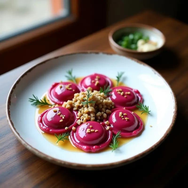Ravioli de Remolacha y Queso de Cabra con Salsa de Nueces: Receta Polaca Gourmet Sin Harina