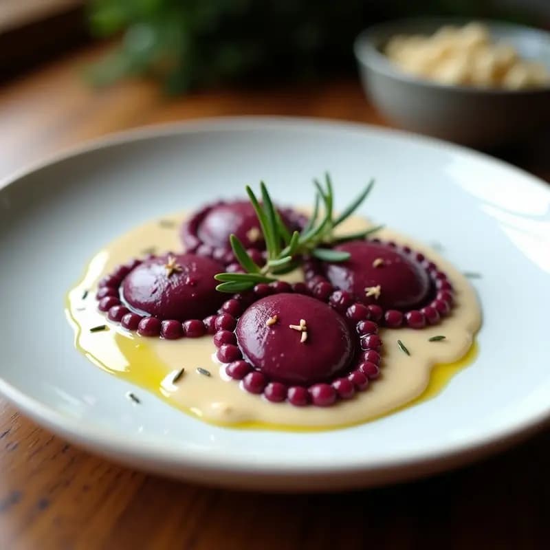 Ravioli de Remolacha y Queso de Cashew con Salsa de Nuez Moscada: Receta Vegana
