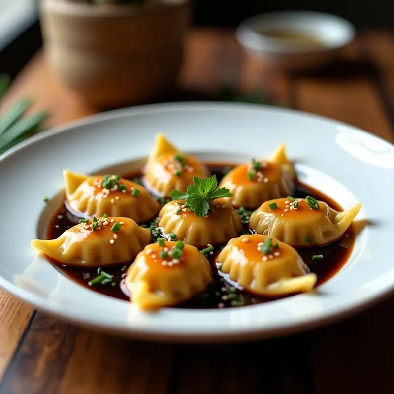 Raviolis Chinos de Calabaza y Jengibre con Salsa de Soja Negra: Receta de Fusión Asia-Italia