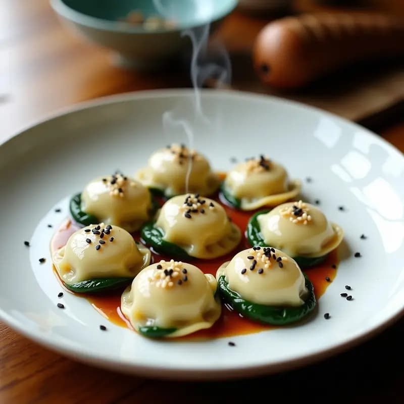 Raviolis de Masa de Konjac Rellenos de Tofu Ahumado: Receta Vegana Keto en Olla Exprés