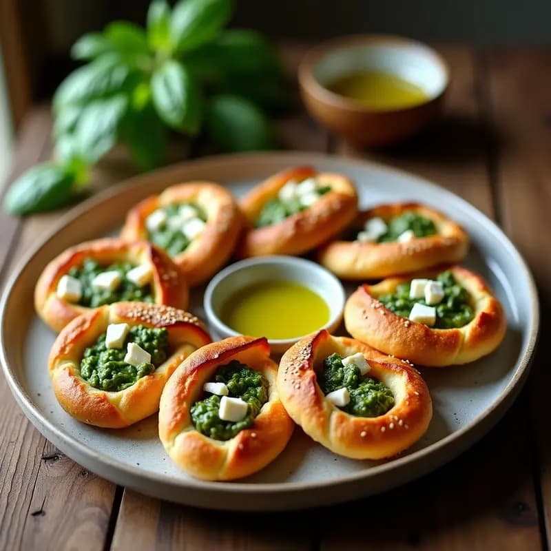 Regañás con Pesto de Albahaca y Queso Feta: Aperitivo Argentino Crujiente
