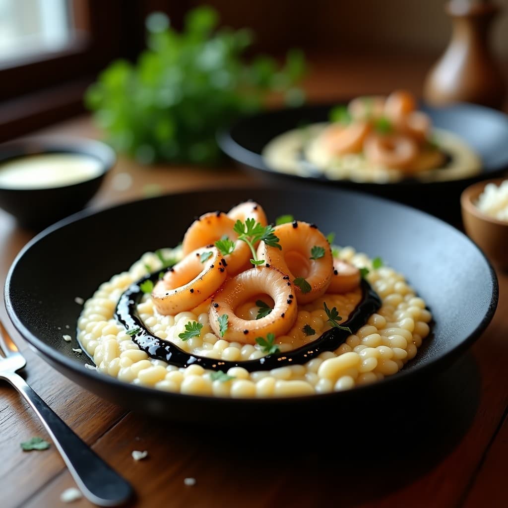 Risotto de Calamar con Aioli Negro: Receta Gourmet en 30 Minutos con Truco de Chef