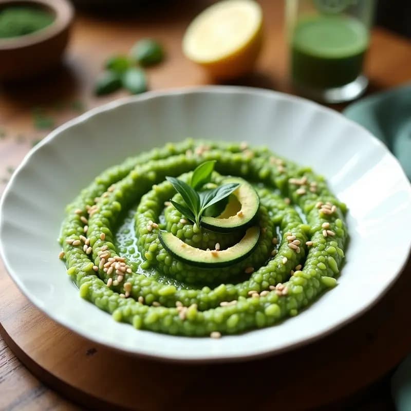 Risotto de Espirulina y Calabacín: Receta Italiana Vegana y Detox en Olla Exprés