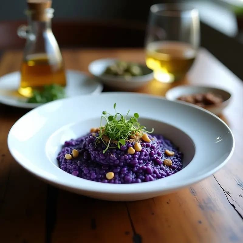 Risotto de Remolacha Azul Vegano: Receta Alta en Antioxidantes y Color Vibrante