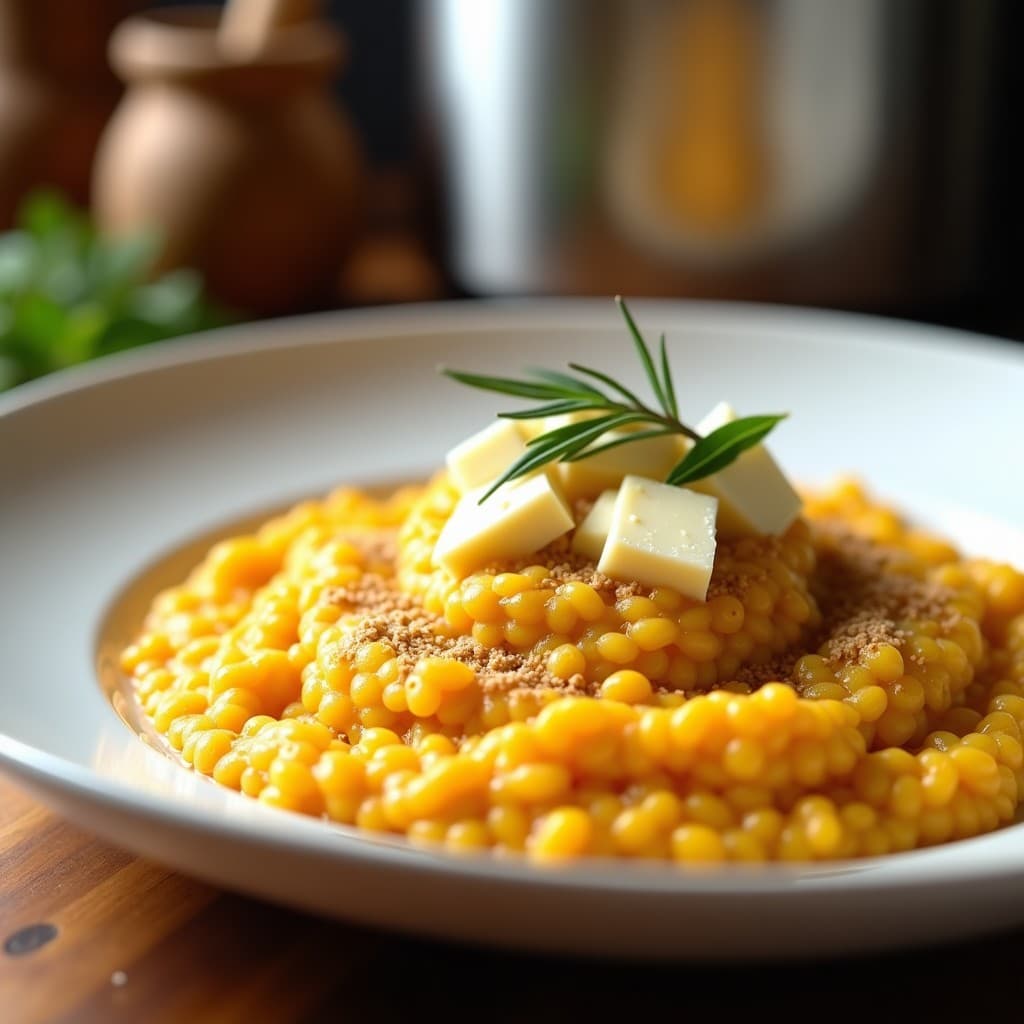 Risotto de Remolacha Dorada y Queso de Cabaña: Receta Italiana Vibrante en Olla Exprés