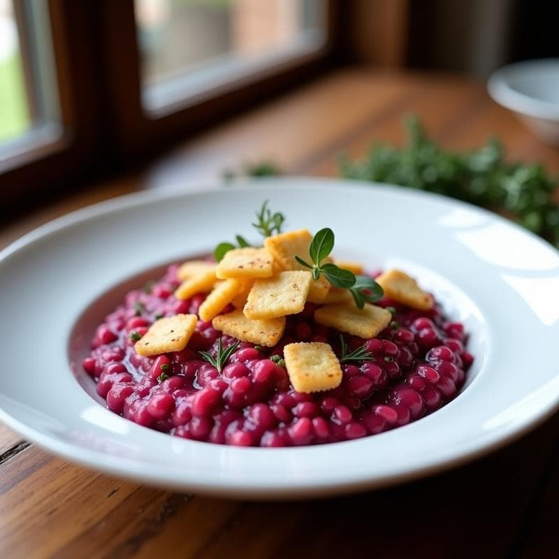 Risotto de Remolacha con Costra de Queso Quebrada: Receta Gourmet en 30 Minutos y Sin Gluten