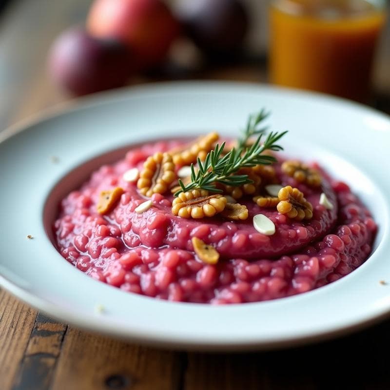 Risotto de Remolacha y Queso de Azules con Crujiente de Nueces: Receta Italiana Sin Lactosa en Thermomix