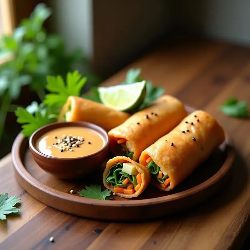 Rollito de Primavera Vegano con Salsa de Cacahuete: Receta China Crujiente en Airfryer