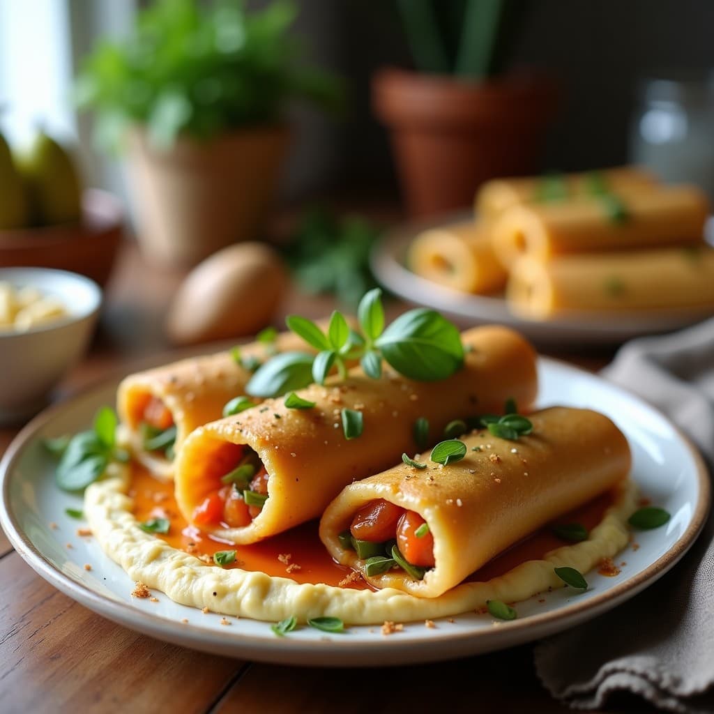 Rollitos de Berenjena Rellena de Hummus y Pimientos Asados: Entrante Mediterráneo en Airfryer