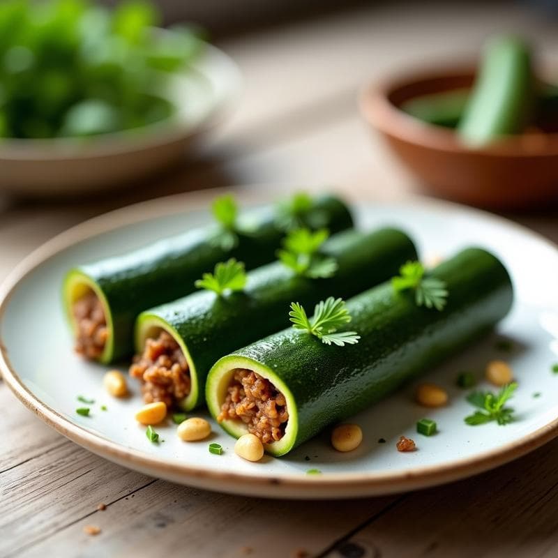 Rollitos de Calabacín y Carne Picada de Soja Texturizada: Receta en Olla Lenta y Sin Gluten