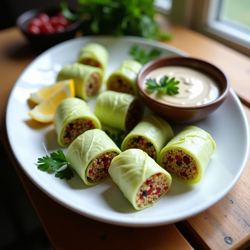 Rollitos de Col Rellena con Quinoa y Arándanos Rojos: Receta Crudivegana Sin Cocción