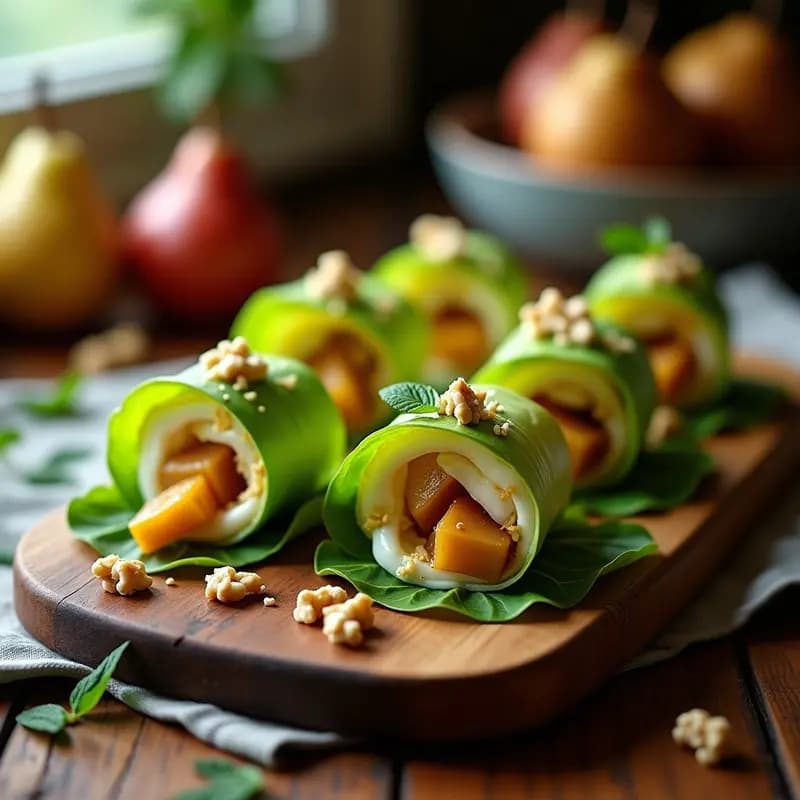 Rollitos de Endibia con Relleno de Queso Azul y Peras Caramelizadas: Aperitivo Sofisticado