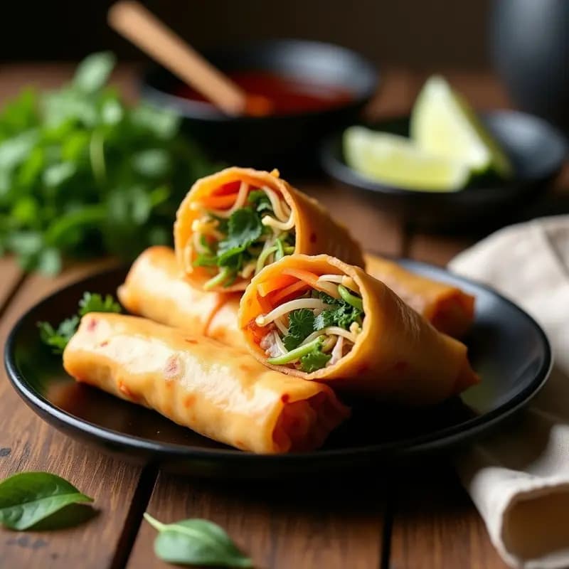 Rollitos de Hanoi con Cerdo y Verdas: Entrante Vietnamita Crujiente