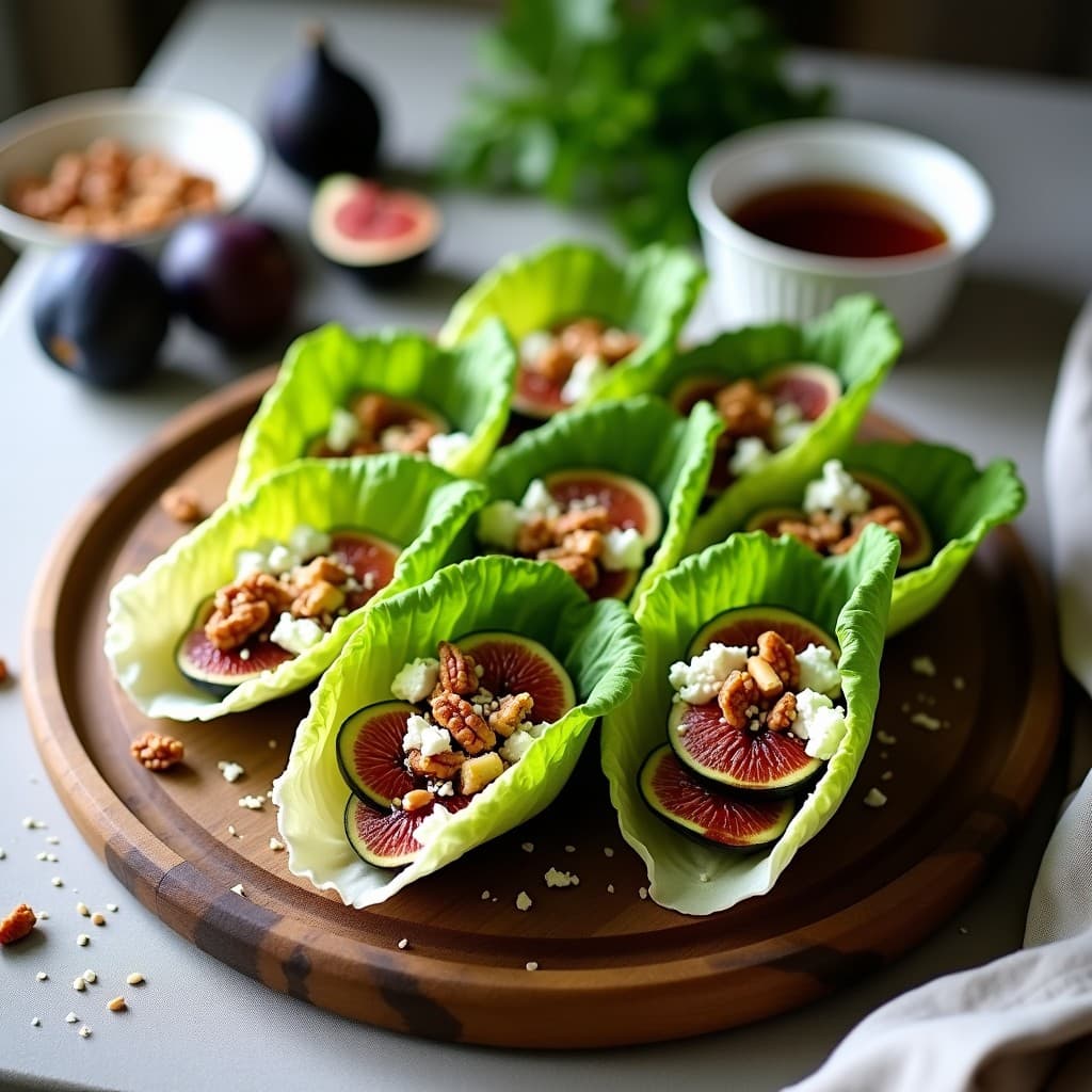 Rollitos de Lechuga con Feta y Higos Asados: Entrante Griego Rápido y Sin Cocción