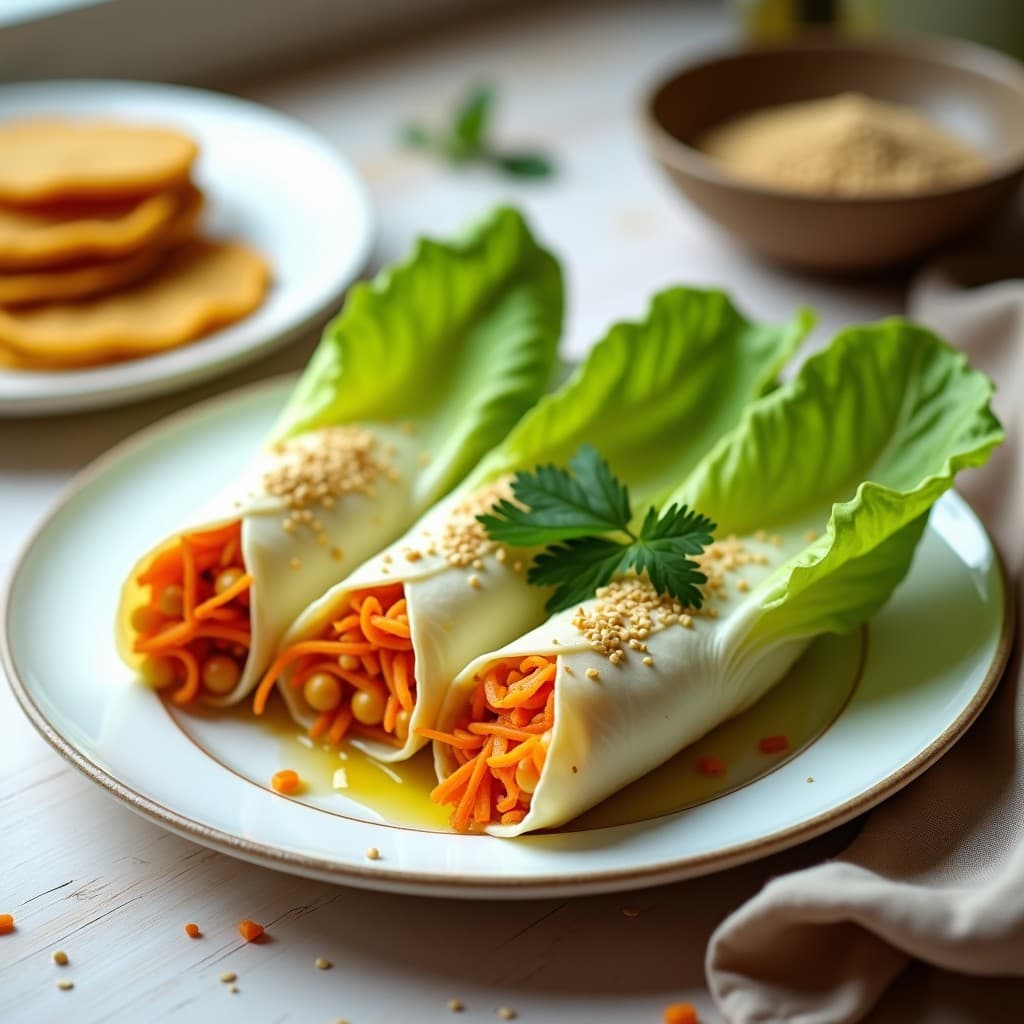 Rollitos de Lechuga con Filloa de Garbanzo y Zanahoria: Receta Española Sin Gluten