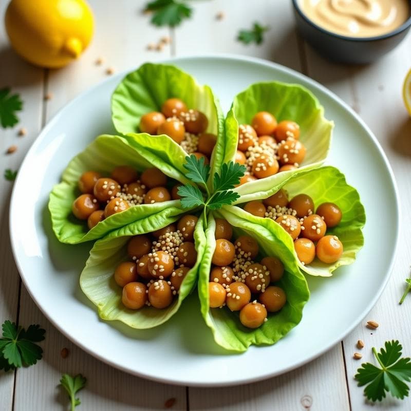 Rollitos de Lechuga con Relleno de Garbanzos y Pasas: Receta Vegana Sin Cocción