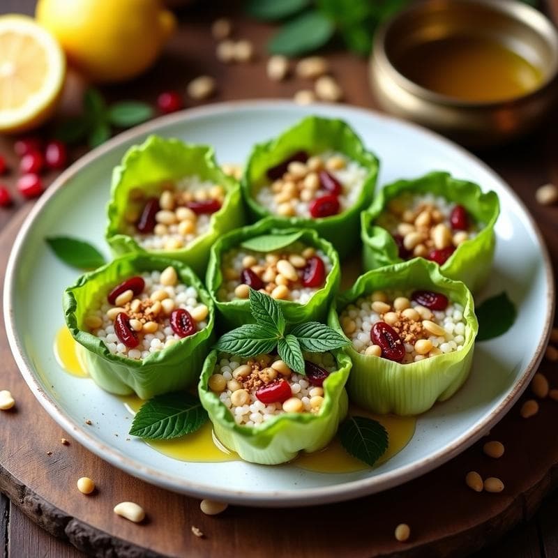 Rollitos de Lechuga con Hoja de Parra y Arroz Basmati: Receta Árabe Vegana en Olla Lenta