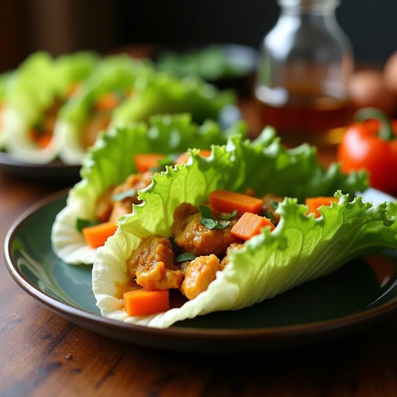Rollitos de Lechuga con Relleno de Pollo al Curry y Zanahoria: Receta Vietnamita Sin Cocción