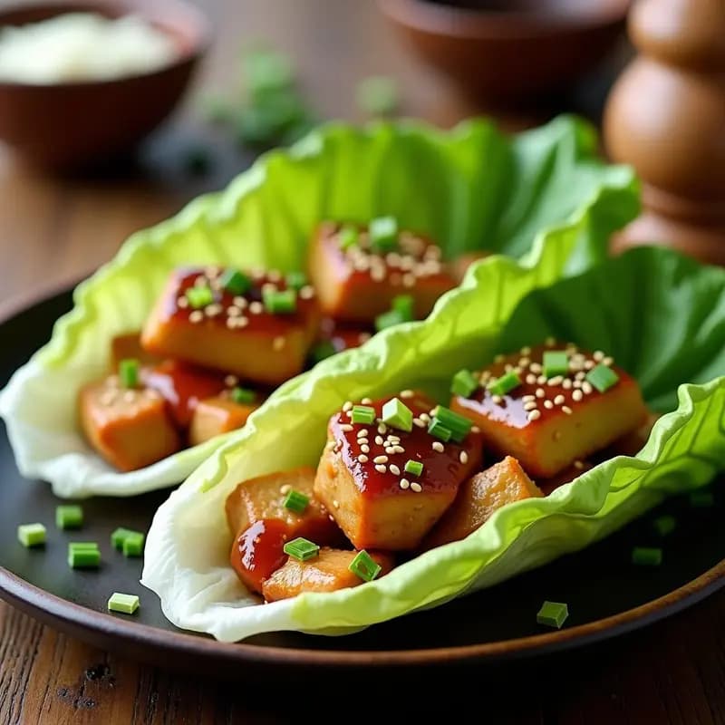 Rollitos de Lechuga con Pollo Teriyaki y Sésamo: Entrante Japonés Bajo en Carbohidratos