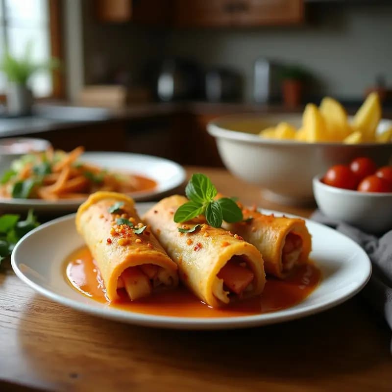 Rollitos de Lechuga Hoja de Roble con Relleno de Pollo al Satay y Cacahuete: Receta Tailandesa en Airfryer