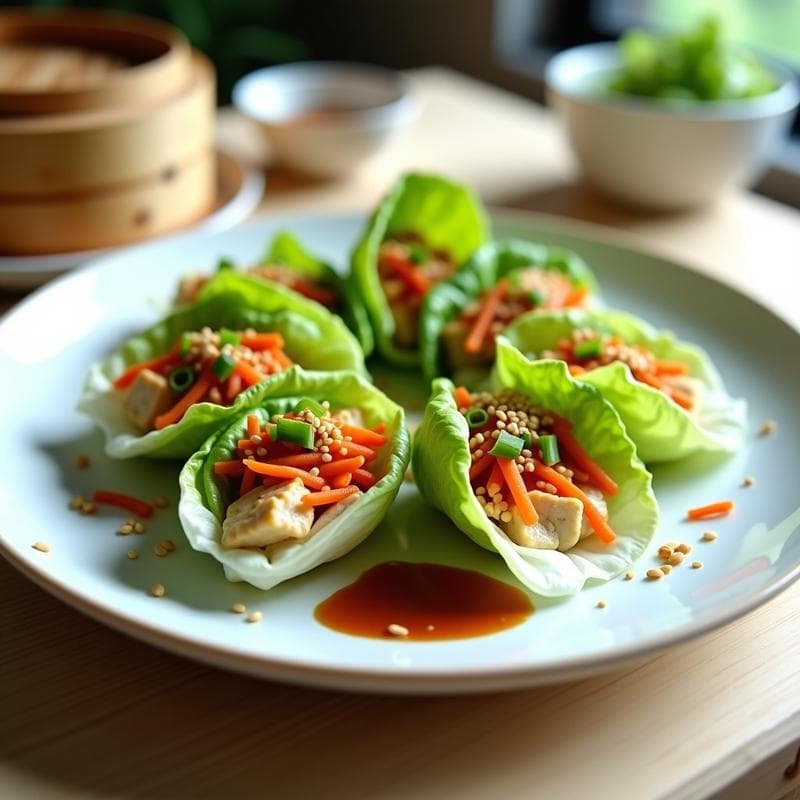 Rollitos de Lechuga Romana con Relleno de Tofu y Hoisin: Receta China Sin Cocción y Baja en Calorías