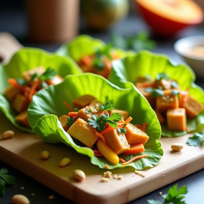 Rollitos de Lechuga con Relleno de Tofu y Mango: Receta Fresca y Crujiente