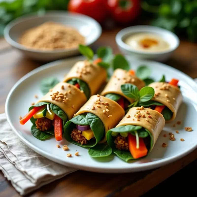 Rollitos de Lino y Vegetales con Salsa de Tahini: Receta Crudivegana y Alta en Omega-3
