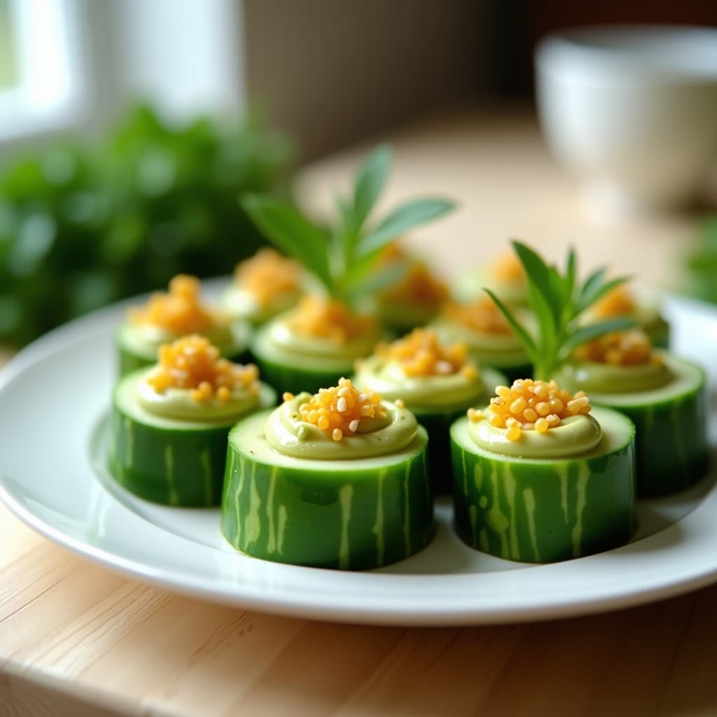 Rollitos de Pepino con Crema de Aguacate y Caviar de Lino: Entrante Keto y Crunchy