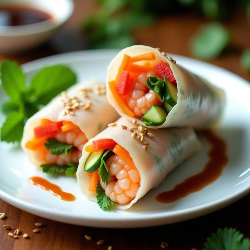 Rollitos de Primavera de Camarón y Pomelo en Papel de Arroz: Receta Vietnamita Ligera